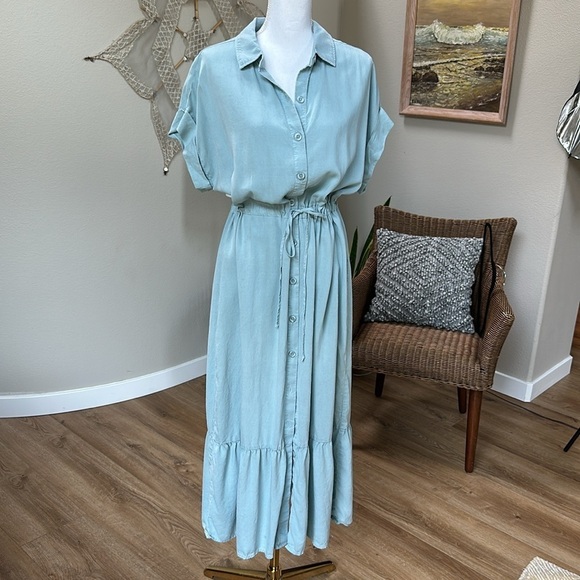 Cloth & Stone Brand tie waist short sleeve maxi dress Boho Flowy - Picture 1 of 6